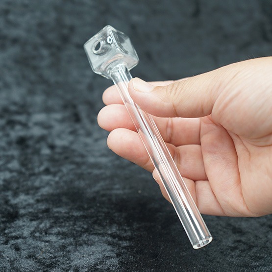 Glass Oil Burner Pipe cube head design 4 inches