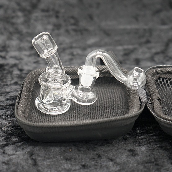 Mini 10mm glass oil burner bubbler with carry case