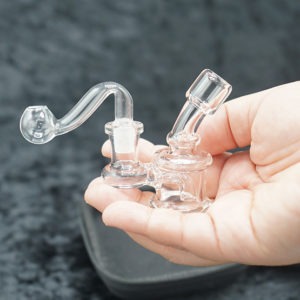 Mini 10mm glass oil burner bubbler with carry case